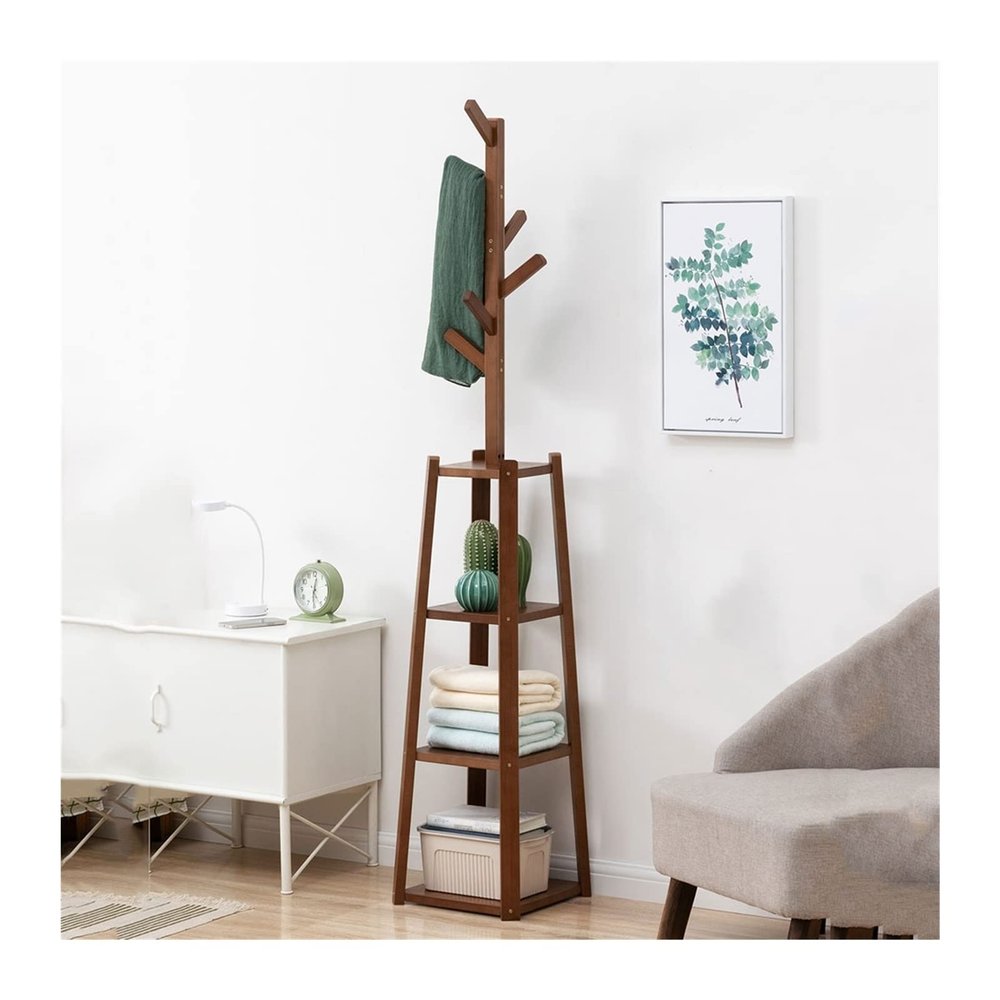 YUHUAWF Coat Rack Coat Rack, Floor Standing Wooden Coat Rack Tree, Freestanding Hat Hanger Organizer Standing for Hallway Entryway of Living Room Tree Hat Hanger Holder (Color : B)