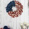 20Inch Patriotic Burlap Wreath, 4th of July Summer Burlap Stripe and Stars Printed Wreath for The Front Door, Handcrafted Memorial Day American Flag Printed Home Decoration for Indoor and Outdoor view 4