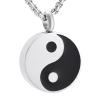 LiHiFG Cremation Urn Necklace White and Black Round Shape Stainless Steel Memorial Locket Jewelry Ashes Holder Pendant view 1