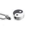 LiHiFG Cremation Urn Necklace White and Black Round Shape Stainless Steel Memorial Locket Jewelry Ashes Holder Pendant view 2