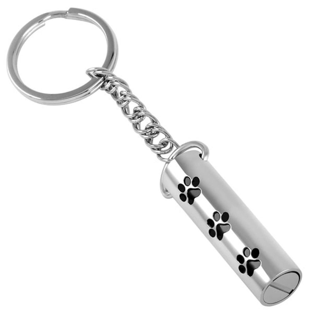 LiHiFG Dog/Cat Paw Prints Cremation Keychains for Pet Keepsake Jewelry 316L Stainless Steel Cylinder Key Chain for Ashes