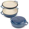 2-in-1 Enameled Cast Iron Braiser Pan with Grill Lid - 3.3-Quart Small Dutch Oven, Serves as Both Casserole & Stovetop Grill Pan, Cast Iron Cookware view 1