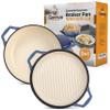 2-in-1 Enameled Cast Iron Braiser Pan with Grill Lid - 3.3-Quart Small Dutch Oven, Serves as Both Casserole & Stovetop Grill Pan, Cast Iron Cookware view 2