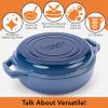 2-in-1 Enameled Cast Iron Braiser Pan with Grill Lid - 3.3-Quart Small Dutch Oven, Serves as Both Casserole & Stovetop Grill Pan, Cast Iron Cookware view 3