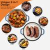 2-in-1 Enameled Cast Iron Braiser Pan with Grill Lid - 3.3-Quart Small Dutch Oven, Serves as Both Casserole & Stovetop Grill Pan, Cast Iron Cookware view 4