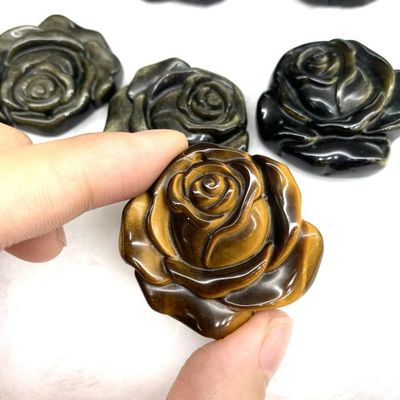 Meditation Home Decor, Natural Golden Obsidian Tiger Eye Carved Smooth Flower Handmade Crystal Animal Gems Healing Gifts Natural and Healing Crystals Gifts,Natural Crystal ( Color : Yellow Tiger Eye )