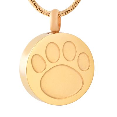 LiHiFG Dog paw & Round Shape Stainless Steel Cremation Lockets for Ashes Loss of Pet Memorial Urn Pendant Necklace+Funnel