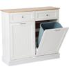 KIGOTY Double Tilt Out Trash Cabinet, Pet Proof Trash Can Cabinet with Countertop and Drawer, Trash Cabinets with Storage,Wooden Laundry Hamper for Kitchen,White view 1