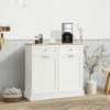 KIGOTY Double Tilt Out Trash Cabinet, Pet Proof Trash Can Cabinet with Countertop and Drawer, Trash Cabinets with Storage,Wooden Laundry Hamper for Kitchen,White view 2