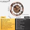 CLXEAST 21 Inch Moving Gear Wall Clock for Modern Farmhouse Living Room Decor,Large Industrial Steampunk Wall Clock for Home Office,Metal Copper Finished,House Warming Gifts New Home view 3