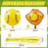 18 Pcs Softball Foil Balloons Softball Party Decorations 18 Inch Ball 20 Inch Glove 30 Inch Bat Balloons Sports Theme Softball Party Favors Softball Birthday Party Supplies for Gifts Props view 2
