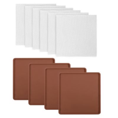 4 Silicone Dehydrator Mats & 6 Mesh Dehydrator Sheets, Reusable Non-stick Tray Liner with Edge, Compatible with Cosori CP267-FD for Fruits Meat Vegetables(Pack of 10)