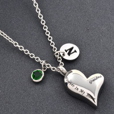 LiHiFG Eternal Memory for Grandma Stainless Steel Keepsake Jewelry Cremation Pendant Necklace for Ashes - Flower in My Heart