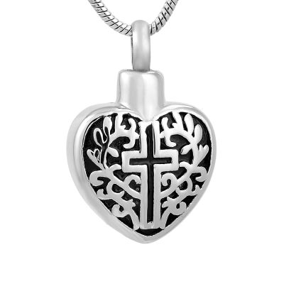 LiHiFG Cross in My Heart Cremation Ashes Into Jewellery for Women&Men Keepsake Memorial Locket Necklace Pendant with Fill Kits