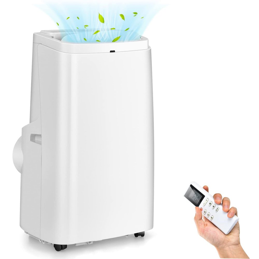 DORTALA 9000 BTU Portable Air Conditioner, 3-in-1 AC Cooling Unit with Dehumidifier & Fan Modes, Remote Control, Cools 350 Sq. Ft, Compact Freestanding Air Conditioner, White (9000BTU)