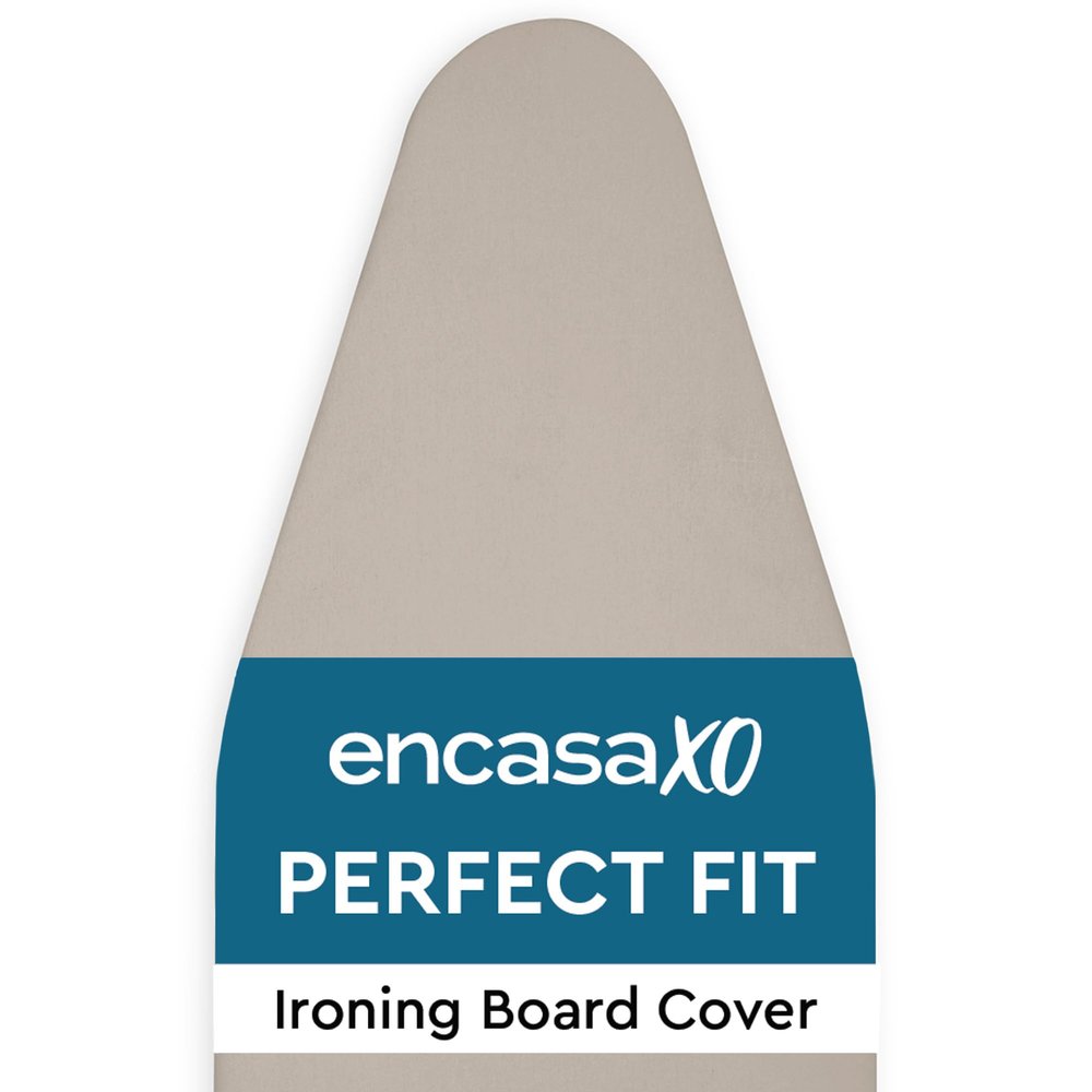 Encasa XO Ironing Board Cover and Pad 54"x18" - 4mm Felt X-Large Iron Board Cover with Padding - Heat Resistant, Stain-Safe Dye, Non Slip Elastic Bungee Cord Tightening Iron Table Cover Beige