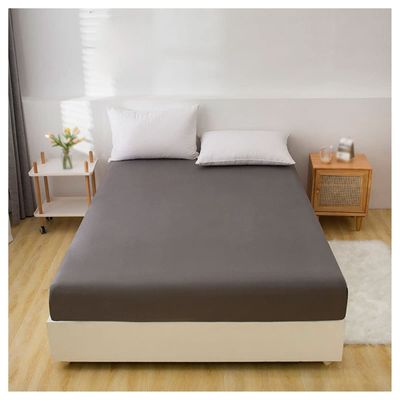MHXY Fitted Sheet Soft Bed Sheet Way Stretchy Fit Mattress Fits All Sized Mattresses for The Super Stretchy Fabric (Color : Dark Gray, Size : 90 * 200cm)
