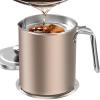 Chihee Grease Container Stainless Steel Bacon Grease Saver with Fine Mesh Strainer 2L / 67.6 fl oz Cooking Oil Keeper Stoarge Can with Dust-proof Lid Non-slip Tray for Kitchen Frying view 1