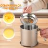 Chihee Grease Container Stainless Steel Bacon Grease Saver with Fine Mesh Strainer 2L / 67.6 fl oz Cooking Oil Keeper Stoarge Can with Dust-proof Lid Non-slip Tray for Kitchen Frying view 3