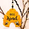 10 Pcs Beehive Ornaments Wood Bumble Bee Cutouts for Tree Tray Wreath Christmas Festival, Bee Kind Sign Art Crafts Home Hanging Decor, Bulk view 3
