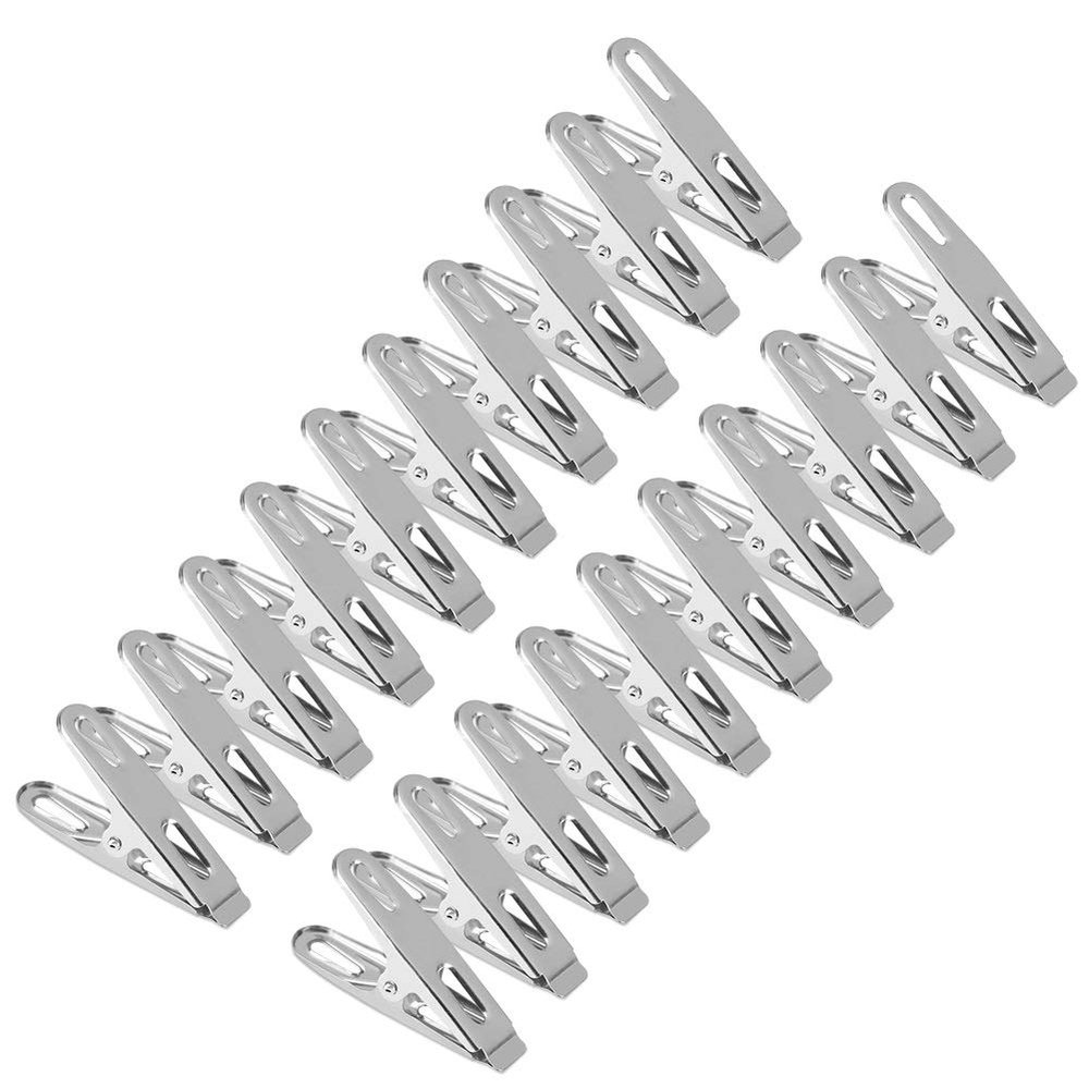 20pcs Stainless Steel Clothes Pegs Clamps Household Socks Underwear Drying Rack Clip Holder for Outdoor Clothesline Clips, Heavy Duty Clothes Pins, Heavy Duty Clothes Pins, 20pcs Stainless Steel Cl