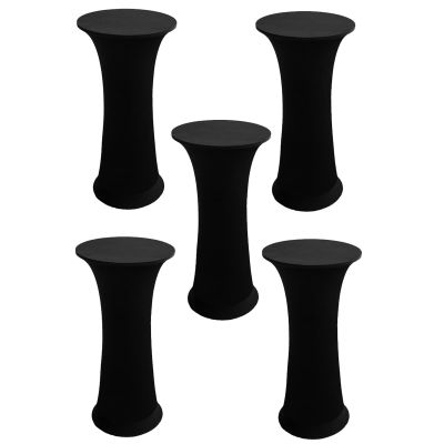 V3VOGUE 5 Packs Cocktail Spandex Table Cloth, 60cm,80cm Stretchable Elastic Fitted Table Cover, Stretch Round Fit Tablecloth for Weddin, Reception, Event, Party Decoratio (Color : Black, Size : 60cm)