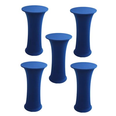 5 Packs Cocktail Spandex Table Cloth, 60cm,80cm Stretchable Elastic Fitted Table Cover, Stretch Round Fit Tablecloth For Weddin, Reception, Event, Party Decoratio ( Color : Royal blue , Size : 60cm )