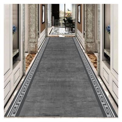 SRNS Gray Long Hallway Runner Rugs, 7ft/9ft/10ft/12ft/17ft/20ft/21ft Long, Modern Non Slip Washable Floor Mats for Home Office/Laundry Room (Size : 140x400cm(4.5ftx13ft))