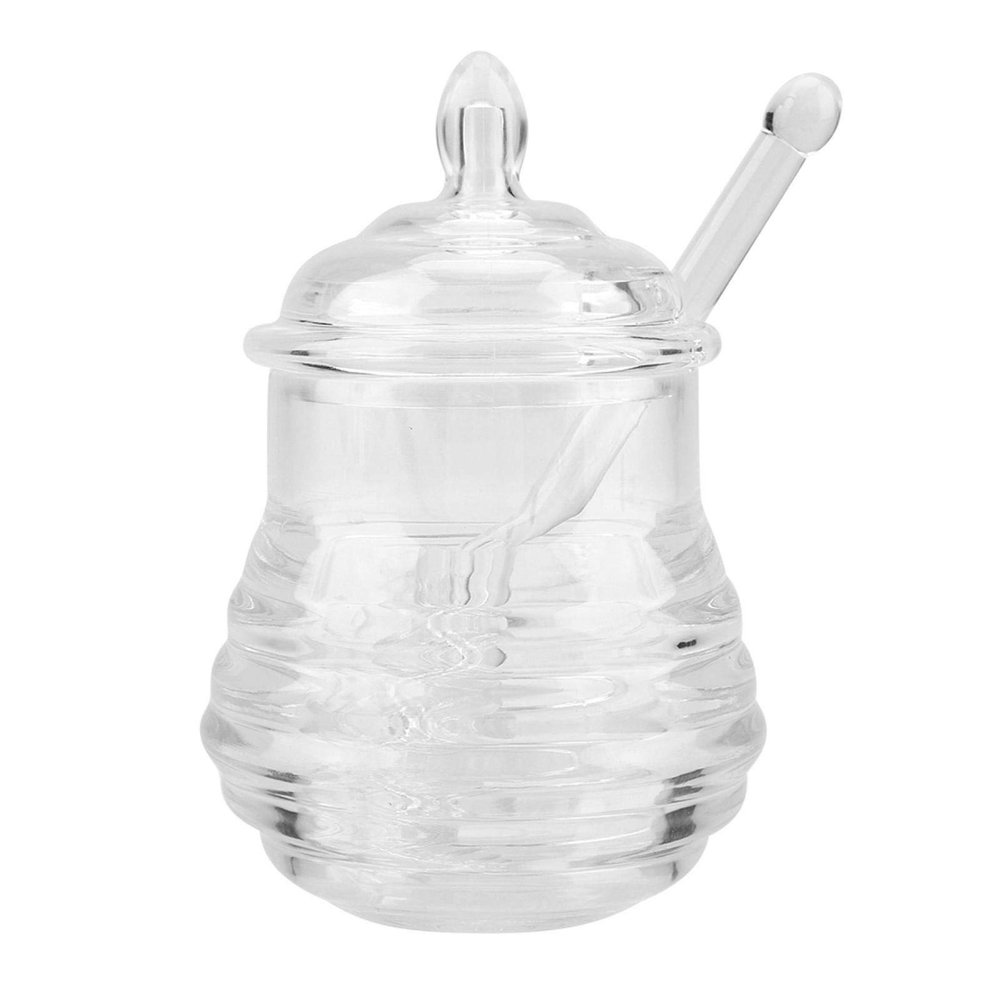 245ml Transparent Beehive?shaped Honey Pot Glass with Dipper Stick , Honey Jar , Suitable for Storing and Dispensing Honey , Honey Container for Storage , Honey Jar , 245ml Transparent Beehive?shaped