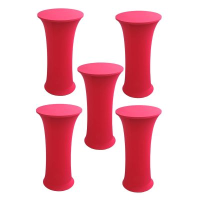 5 Packs Cocktail Spandex Table Cloth, 60cm,80cm Stretchable Elastic Fitted Table Cover, Stretch Round Fit Tablecloth For Weddin, Reception, Event, Party Decoratio ( Color : Rose Red , Size : 80cm )