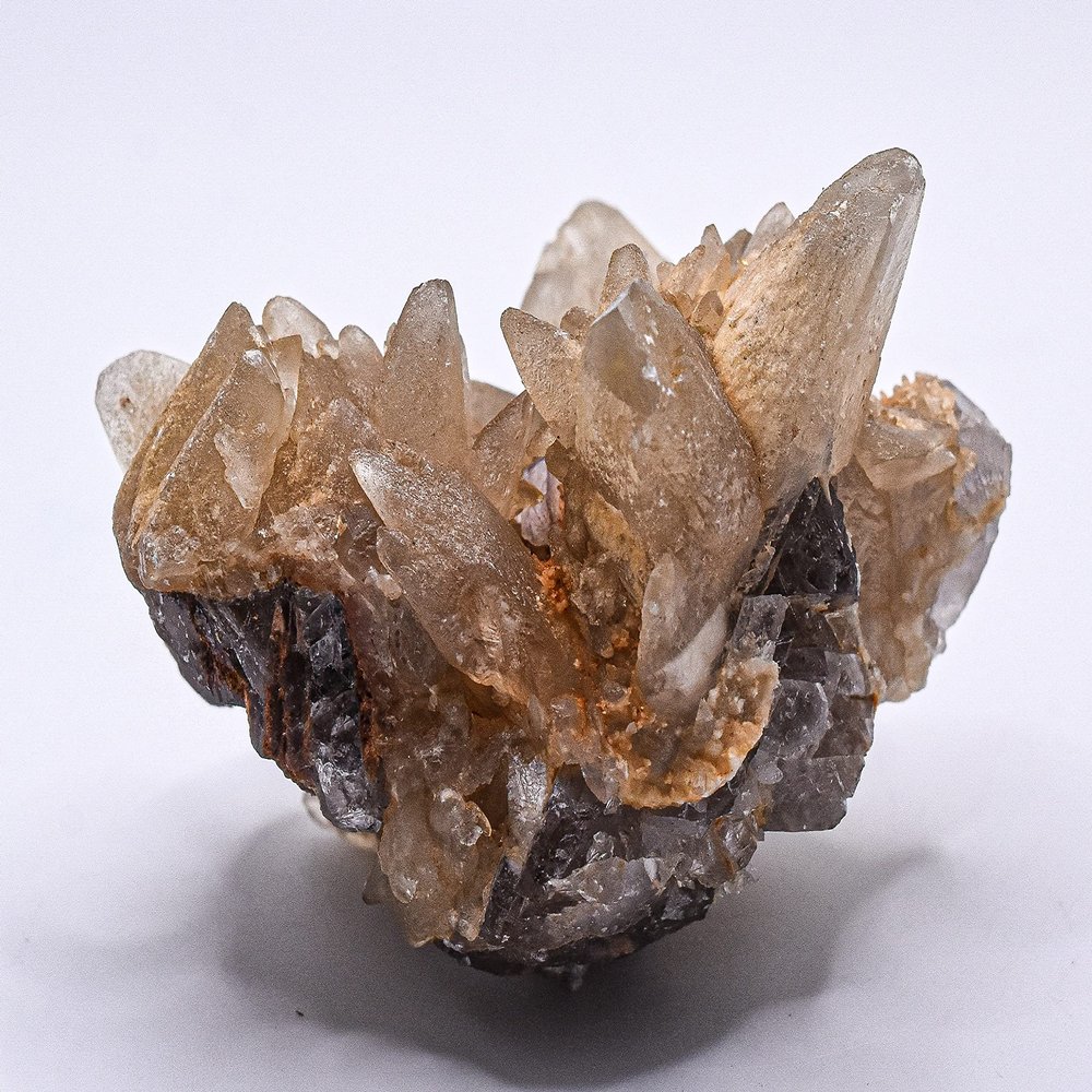 150g 2.9" Golden Orange Calcite Points w/Fluorite Cubics Base Rough Cluster Natural Sparkling Gemstone Crystal Mineral Geode Rough Specimen - Baluchistan, Pakistan