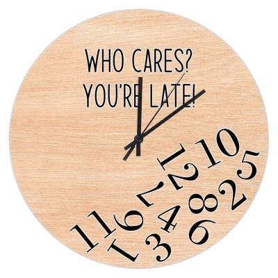 UFunhome Vintage Wall Clock Funny Who Cares You're Late Clock Farmhouse Retro Wood Texture Clock Round 10" Silent Battery Operated Rustic Home Decor for Living Room Kitchen Bedroom Retirement Gift