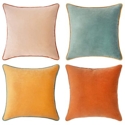 MONDAY MOOSE Decorative Throw Pillow Covers Cushion Cases, Set of 4 Soft Velvet Modern Double-Sided Designs, Mix and Match for Home Decor, Pillow Inserts Not Included (22x22 inch, Orange/Teal)