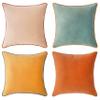 MONDAY MOOSE Decorative Throw Pillow Covers Cushion Cases, Set of 4 Soft Velvet Modern Double-Sided Designs, Mix and Match for Home Decor, Pillow Inserts Not Included (22x22 inch, Orange/Teal) view 1