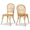 Baxton Studio Wina Modern Bohemian Natural Brown Rattan 2-Piece Dining Chair Set view 1
