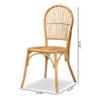 Baxton Studio Wina Modern Bohemian Natural Brown Rattan 2-Piece Dining Chair Set view 3