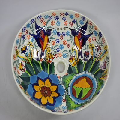 17" TALAVERA SINK drop in (semi-recessed) mexican handmade hand painted ceramic