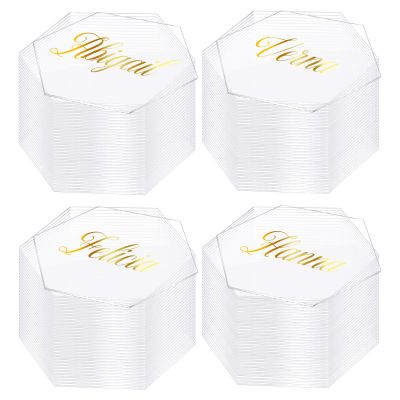 Chunful 120 Pcs Clear Acrylic Place Cards Acrylic Table Number Card Blank Name Plate Seating Chart Sign for Wedding DIY Table Setting Banquet Dinner Party(Hexagonal Style)
