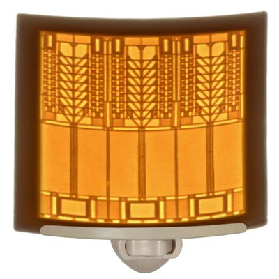 Craftsman Night Light, Porcelain Lithophane, Mission-Prairie Style by The Porcelain Garden, Handmade Decorative Wall Plug in for Bedroom, Bathroom, Kitchen, Hallway, Nursery; Art Deco Accent Light