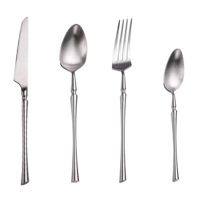 Matte Silverware Set 24 Piece Stainless Steel Flatware Set,Service for 6,Metal Tableware Cutlery Set,Kitchen Dinnerware Utensils Sets for Home and Party,Dishwasher Safe
