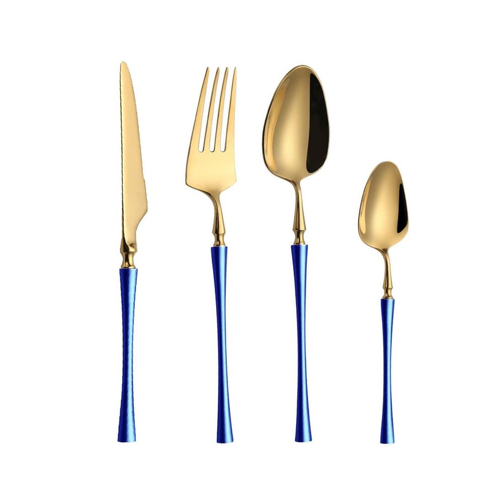 Matte Blue Silverware Set for 4, Food-Grade 16-Piece Stainless Steel Flatware set, Tableware Cutlery Set for Dining Room Kitchen & Restaurant, Utensils for Kitchens