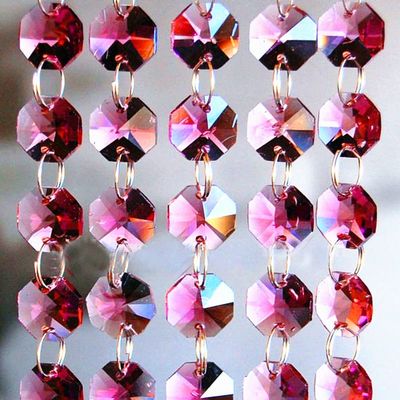 Wedding Cake Decorative Purple Crystal Garland/Strand 20meters/lot,14mm Octagon Crystal Beads With 11mm Rings,
