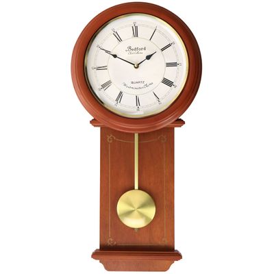 Bedford Clock Collection Olivia 24.5 Inch Cherry Wood Chiming Pendulum Wall Clock