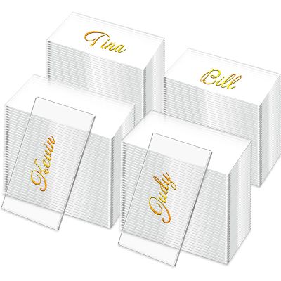 Chunful 120 Pcs Clear Acrylic Place Cards Acrylic Table Number Card Blank Name Plate Seating Chart Sign for Wedding DIY Table Setting Banquet Dinner Party(Rectangular Style)