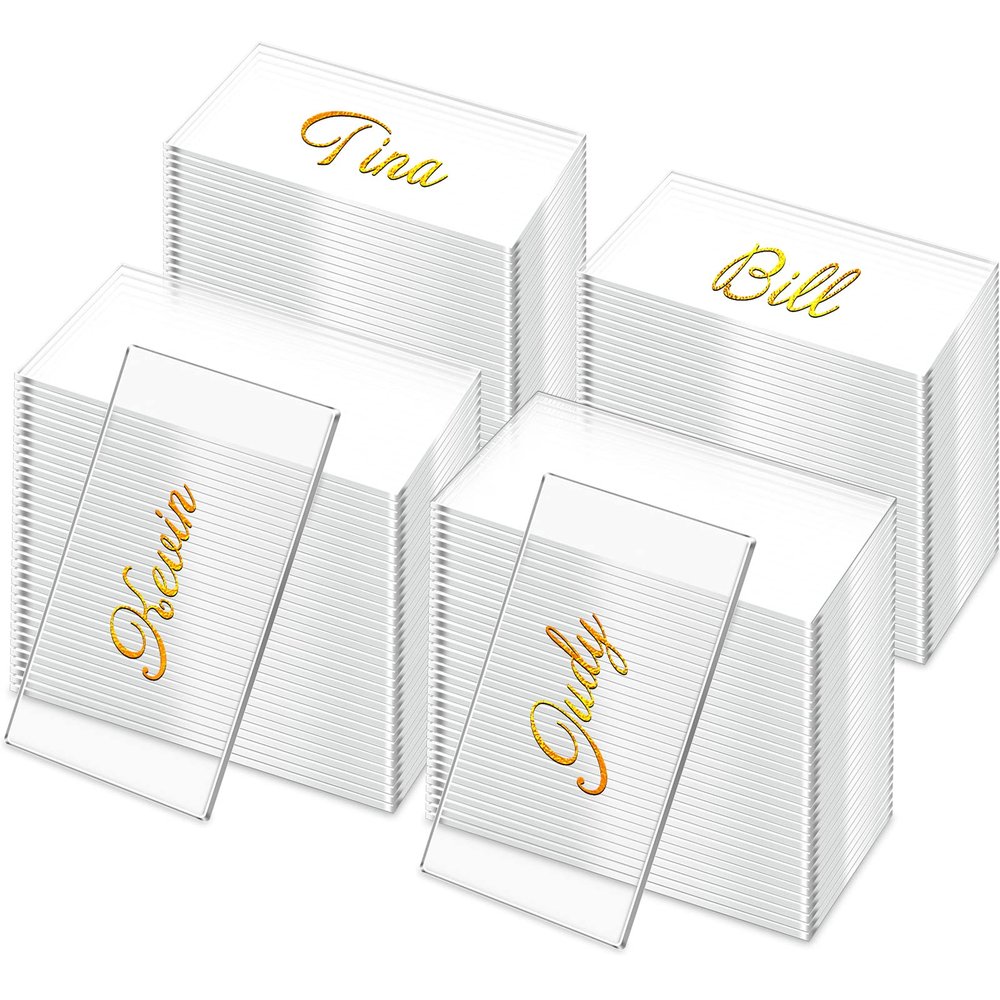 Chunful 120 Pcs Clear Acrylic Place Cards Acrylic Table Number Card Blank Name Plate Seating Chart Sign for Wedding DIY Table Setting Banquet Dinner Party(Rectangular Style)