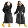 Bedsure Wearable Blanket Hoodie, Long Hooded Blanket Sweatshirt as Birthday Gifts for Women, Cozy Sherpa Hoodie for Adult, Standard, Charcoal view 1
