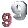 0-9 Number large Individual Cake tins (Number 9) for baking and birthday, Wedding Anniversary & Parties, metallic cake molds, Novelty Cake tins (Number 9), Silver view 1