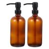 1 Set 18- Ounce Amber Glass Pump Bottles Empty Round Bottles Refillable Lotion Liquid Pump Bottles Soap Dispenser for Lotions Liquid Soap 500ml view 1