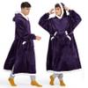 Bedsure Wearable Blanket Hoodie, Long Hooded Blanket Sweatshirt as Christmas Birthday Gifts for Men, Cozy Sherpa Hoodie for Adult, Oversize, Dark Purple view 1
