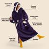 Bedsure Wearable Blanket Hoodie, Long Hooded Blanket Sweatshirt as Christmas Birthday Gifts for Men, Cozy Sherpa Hoodie for Adult, Oversize, Dark Purple view 2